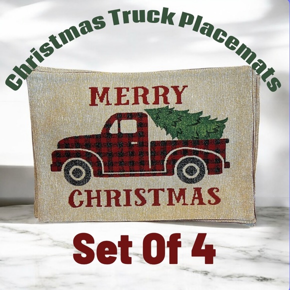 St. Nicholas Square Set Of 4 Christmas 🎄 Truck 🛻 Placemat NWOT